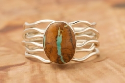 Genuine Boulder Turquoise Sterling Silver Branch Ring
